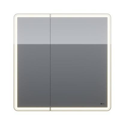 Шкаф зеркальный Lemark ELEMENT 80х80см 2-х дверный, с подсветкой, с розеткой, цвет корпуса: Белый глянец