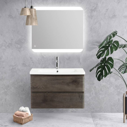 Тумба с раковиной подвесная  BelBagno ALBANO-CER 80 Cemento Verona Grigio, раковина белая