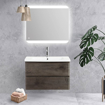 Тумба с раковиной подвесная  BelBagno ALBANO-CER 80 Cemento Verona Grigio, раковина белая