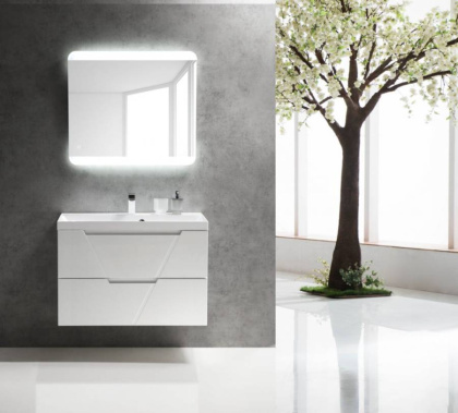Тумба с раковиной подвесная BelBagno VITTORIA 90 Bianco Lucido, раковина белая