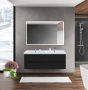 Тумба с раковиной на две чаши четырьмя ящиками подвесная BelBagno MARINO-CER 120 Nero Lucido, раковина белая