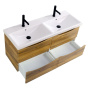 Тумба с раковиной на две чаши четырьмя ящиками подвесная BelBagno MARINO-CER 120 Rovere Nature Grigio, раковина белая