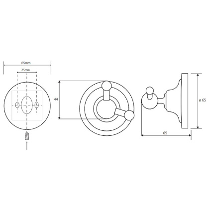 Двойной крючок Bemeta Retro chrom 144306032 Хром
