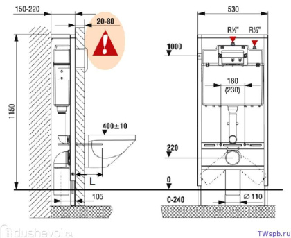 Унитаз с инсталляцией Roca Meridian 893104110