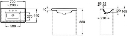Раковина Roca The Gap Unik 70 см, 327471000 белая