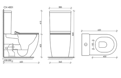 Бачок для унитаза METROPOL Rimless, двойной смыв 3/6 арматура Geberit