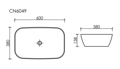 Умывальник чаша накладная овальная (цвет Серый Матовый) Element 600*380*138мм