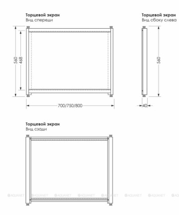 Боковой экран Aquanet Kupe 80x56