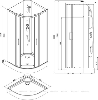 Душевая кабина Aquanet Passion R 3.0 90x90, прозрачное стекло