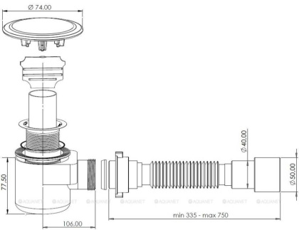 Сифон для душевого поддона Aquanet d40/50