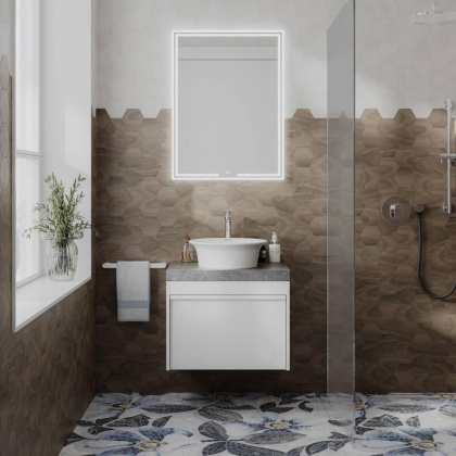 Тумба с раковиной Kerama Marazzi Modula 60 см MO.60.1+1\WHT глянцевый белый