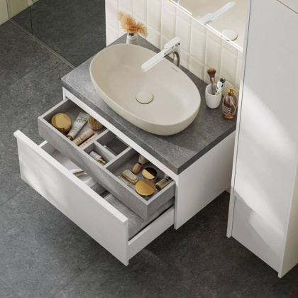 Тумба с раковиной Kerama Marazzi Modula 80 см MO.80.1+1\WHT глянцевый белый