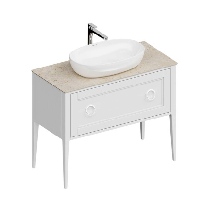 Тумба PLAZA Classic Neo напольная с ящиками 100, белая матовая PL.CN.100.1+1\WHT.M