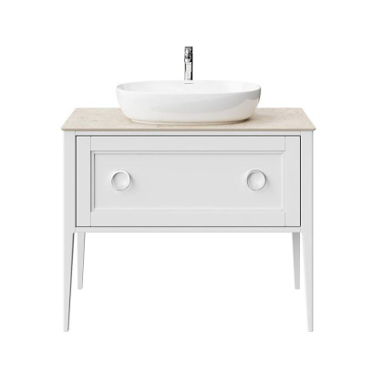 Тумба PLAZA Classic Neo напольная с ящиками 100, белая матовая PL.CN.100.1+1\WHT.M