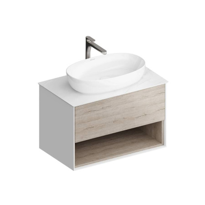 Тумба PLAZA Modern подвесная с ящиком и полкой 80, дуб Орегон PLB.M.80.1\OAK.O