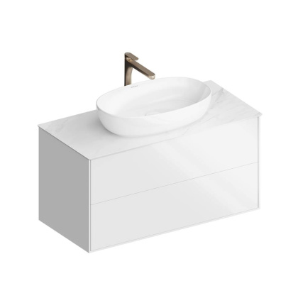 Тумба PLAZA Modern подвесная с ящиками 100, белая глянцевая PLB.M.100.2\WHT
