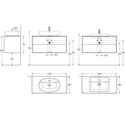 Тумба PLAZA Modern подвесная с ящиками 100, белая глянцевая PLB.M.100.2\WHT