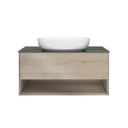 Тумба PLAZA Modern подвесная с ящиком и полкой 100, дуб Орегон PLB.M.100.1\OAK.O