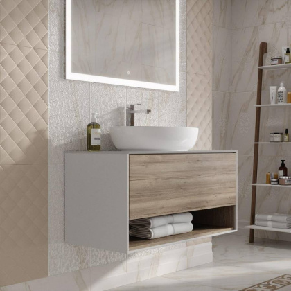 Тумба PLAZA Modern подвесная с ящиком и полкой 100, дуб Орегон PLB.M.100.1\OAK.O