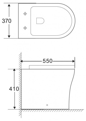 ANCONA Унитаз приставной безободковый, полное примыкание, P-trap BB1224CBR-P