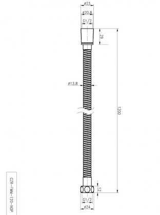 CZR-FMM-180-NOP Гибкий шланг металлизированный, длина 1,8 м, чёрный матовый
