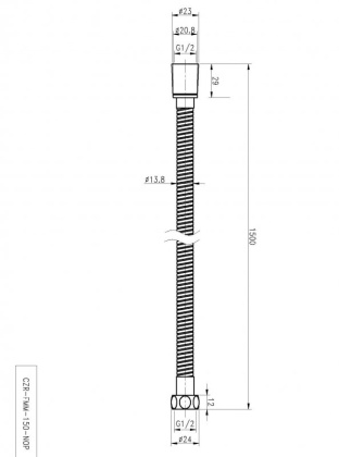 CZR-FMM-180-NOP Гибкий шланг металлизированный, длина 1,8 м, чёрный матовый