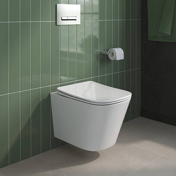 DUE 2.0 Унитаз подвесной безободковый с сиденьем дюропласт soft close BB7107CHR/SC