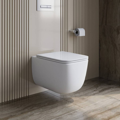 LUCE-TOR Унитаз подвесной безободковый с сиденьем дюропласт soft close, BB076CH-TOR/SC