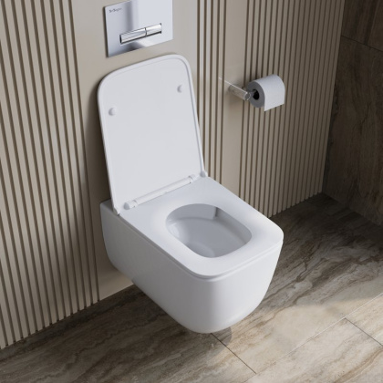 LUCE-TOR Унитаз подвесной безободковый с сиденьем дюропласт soft close, BB076CH-TOR/SC