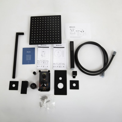 PORTA-DSIPQ-30-BIO Душевая система с переключателем для верхнего и ручного душа, верхний душ из стены, квадратный 30 см, материал металл, исполнение белый матовый