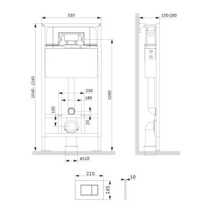 I012707.0238 ProC Инсталляция для подвесного унитаза с клавишей ProC S пластик, черн. матовый