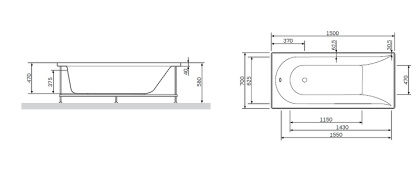 W72A-150-070W-R2 Каркас для ванны spirit 150х70
