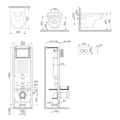 IS110151.DX15C1700 ErgoFit Инсталляция с клавишей L глянец. хром с подвесным унитазом Willow без ободка с сиденье