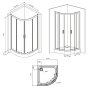 W90G-401-100BT Душевое ограждение Gem 1/4 Rond 100x100 стекло прозрачное, профиль черный матовый, бе
