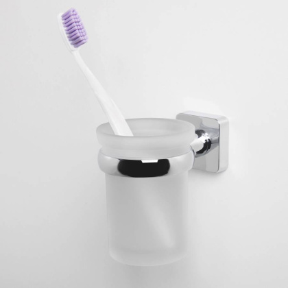 Подстаканник одинарный Lippe, 7х9,5х10,7 см, хром и белый, K-6528