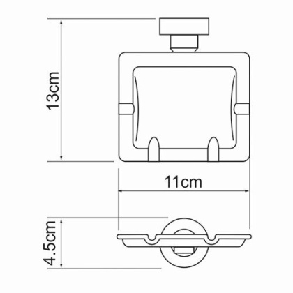 Емкость для мусора, 13х11х4,5 см, хром, K-1081