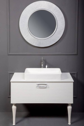 Тумба Linea 100 белая + Золото_Комплект 842-100-WG Boheme