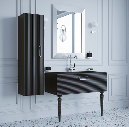 Тумба Linea 100 черная + Хром_Комплект 842-100-BCR Boheme