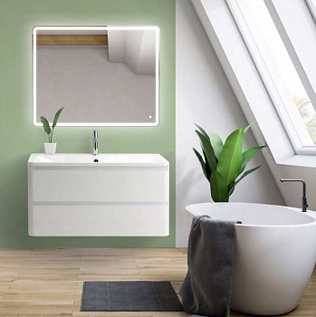 Тумба с раковиной подвесная BelBagno ALBANO 120 Cemento Verona Grigio, раковина белая