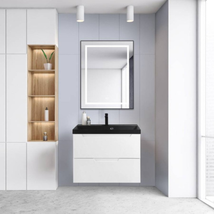 Тумба с раковиной подвесная BelBagno VITTORIA 80 Bianco Lucido-P, раковина белая