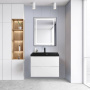 Тумба с раковиной подвесная BelBagno VITTORIA 80 Grigio Opaco, раковина белая
