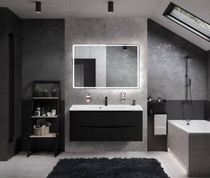 Тумба с раковиной подвесная BelBagno MARINO 120 Nero Lucido, раковина белая