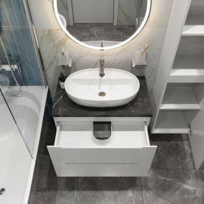 Тумба с раковиной подвесная BelBagno ETNA 100 Rovere Moro, раковина белая