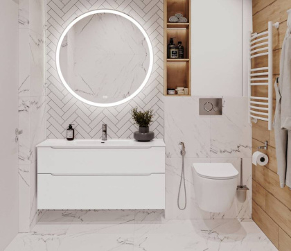 Тумба с раковиной подвесная BelBagno ETNA-H60 120 Bianco Lucido, раковина белая
