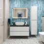 Тумба с раковиной подвесная BelBagno KRAFT 100 Cemento Grigio, раковина белая