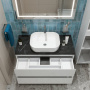 Тумба с раковиной подвесная BelBagno KRAFT 100 Cemento Grigio, раковина белая