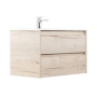 Тумба с раковиной подвесная BelBagno KRAFT 100 Cemento Grigio, раковина белая