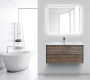 Тумба с раковиной подвесная BelBagno KRAFT 100 Cemento Grigio, раковина белая