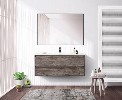 Тумба с раковиной подвесная BelBagno KRAFT 120 Rovere Tabacco, раковина белая