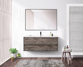 Тумба с раковиной подвесная BelBagno KRAFT 120 Rovere Tabacco, раковина белая